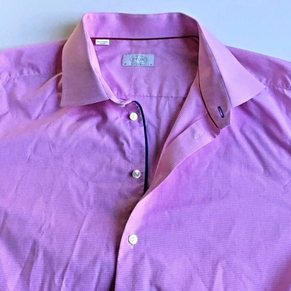 ETON contemporary lovely mini pink checkered cotton shirt Sz 19 made in Europe - Picture 9 of 10